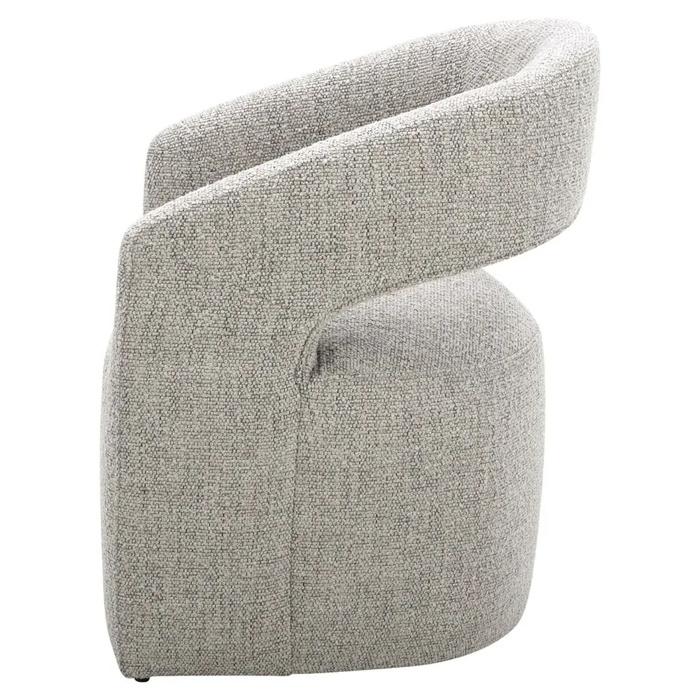 Sonya Rolling Dining Arm Chair - Grey, Boucle