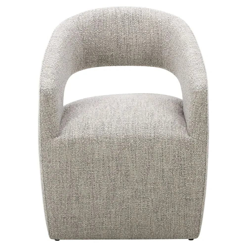 Sonya Rolling Dining Arm Chair - Grey, Boucle image