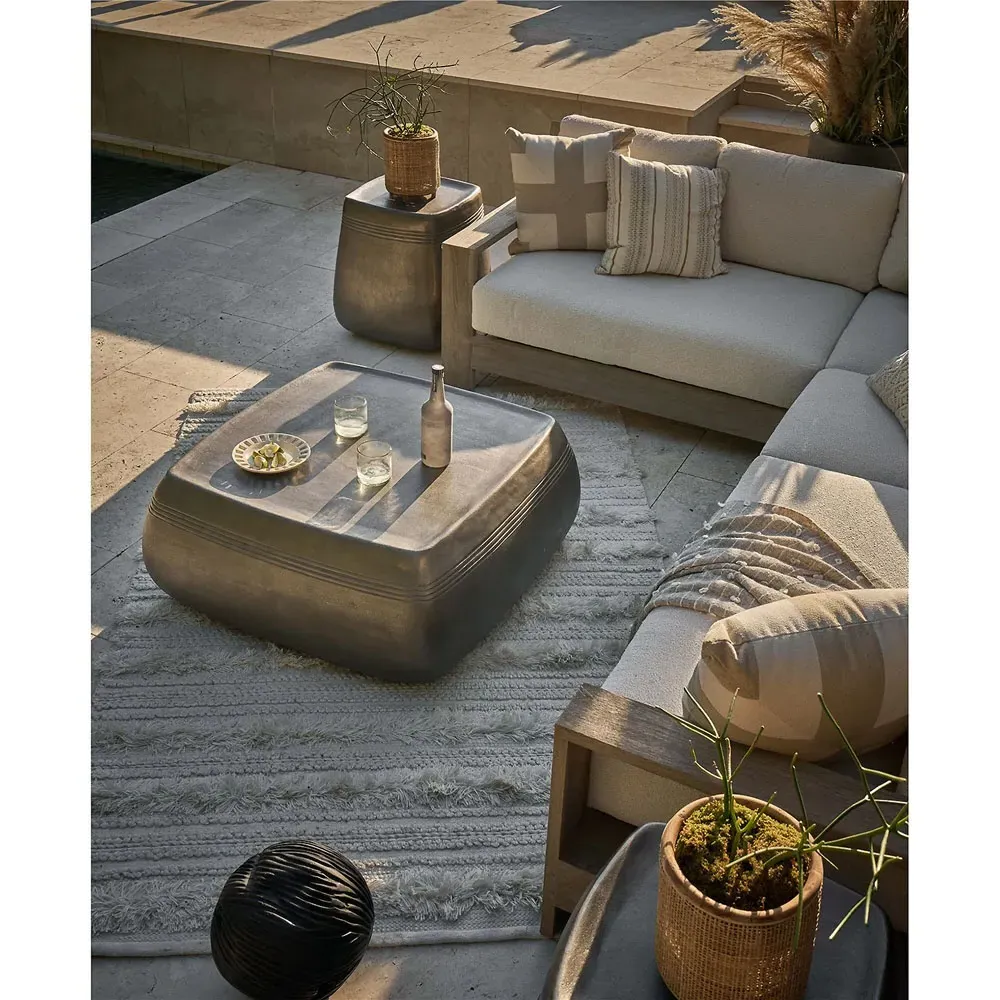 Sophia Square Outdoor Coffee Table - Grey, Aluminum