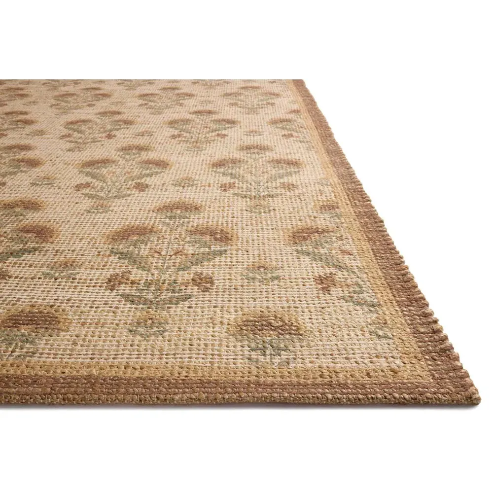 Sophia Vintage Floral Patterned Rug Sample - Beige, Jute