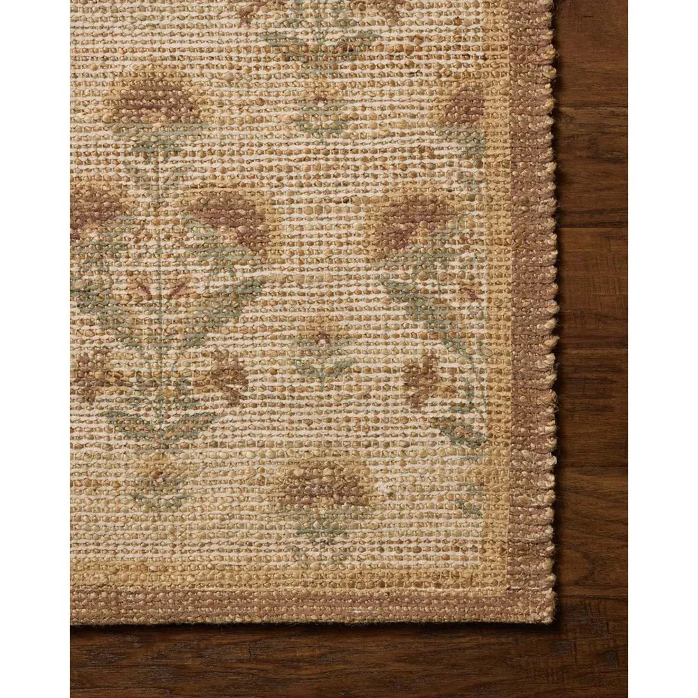 Sophia Vintage Floral Patterned Rug Sample - Beige, Jute