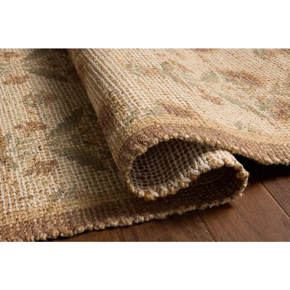 Sophia Vintage Floral Patterned Rug Sample - Beige, Jute