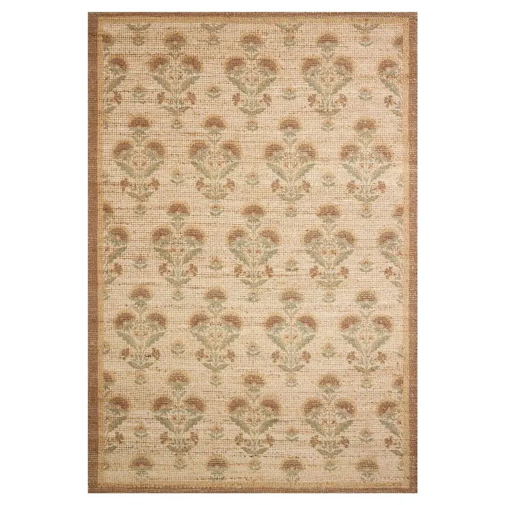 Sophia Vintage Floral Patterned Rug Sample - Beige, Jute image