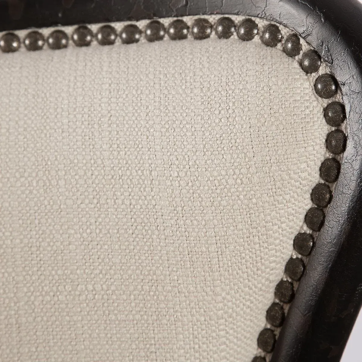 Sophia Wing Chair with Nailhead Trim - Beige, Solid Wood