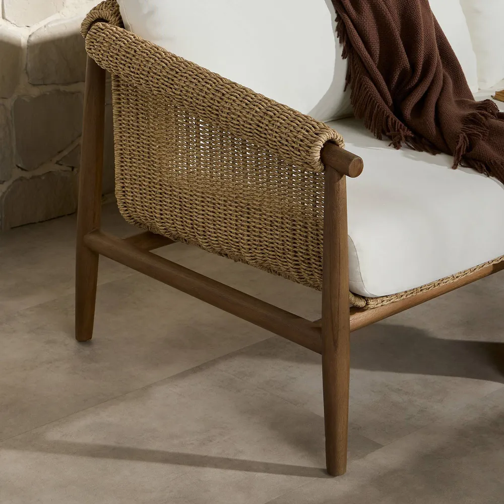 Sophie 76" Outdoor Sofa - White, Teak