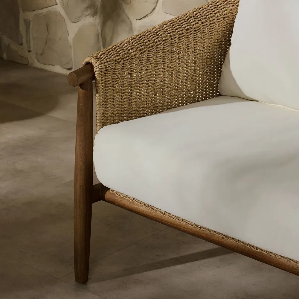 Sophie 76" Outdoor Sofa - White, Teak