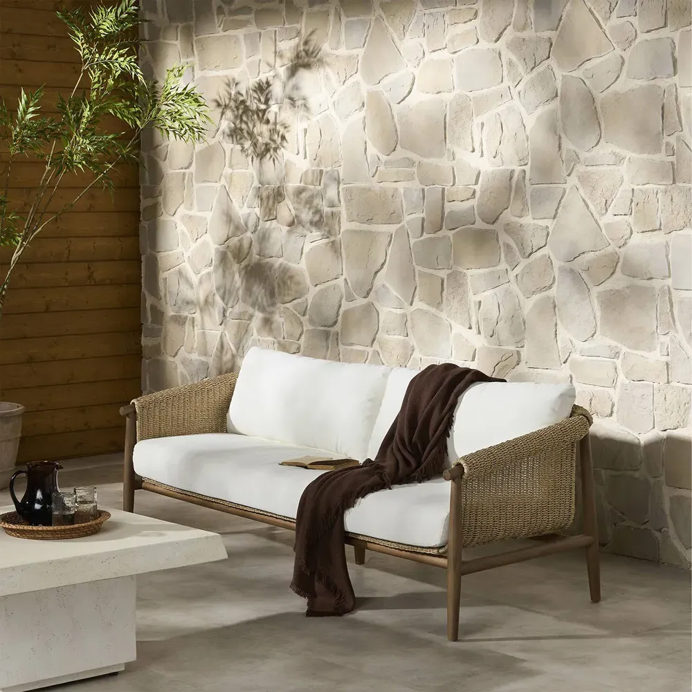 Sophie 76" Outdoor Sofa - White, Teak