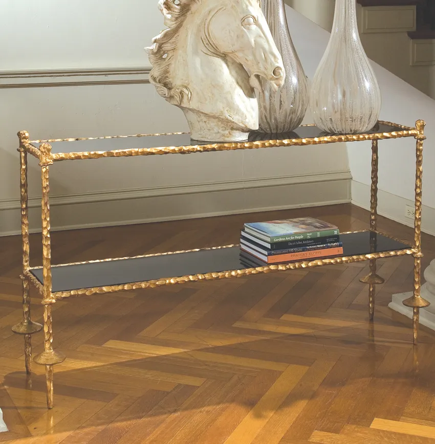 Sophie Chiseled Console Table - Gold, Black Marble