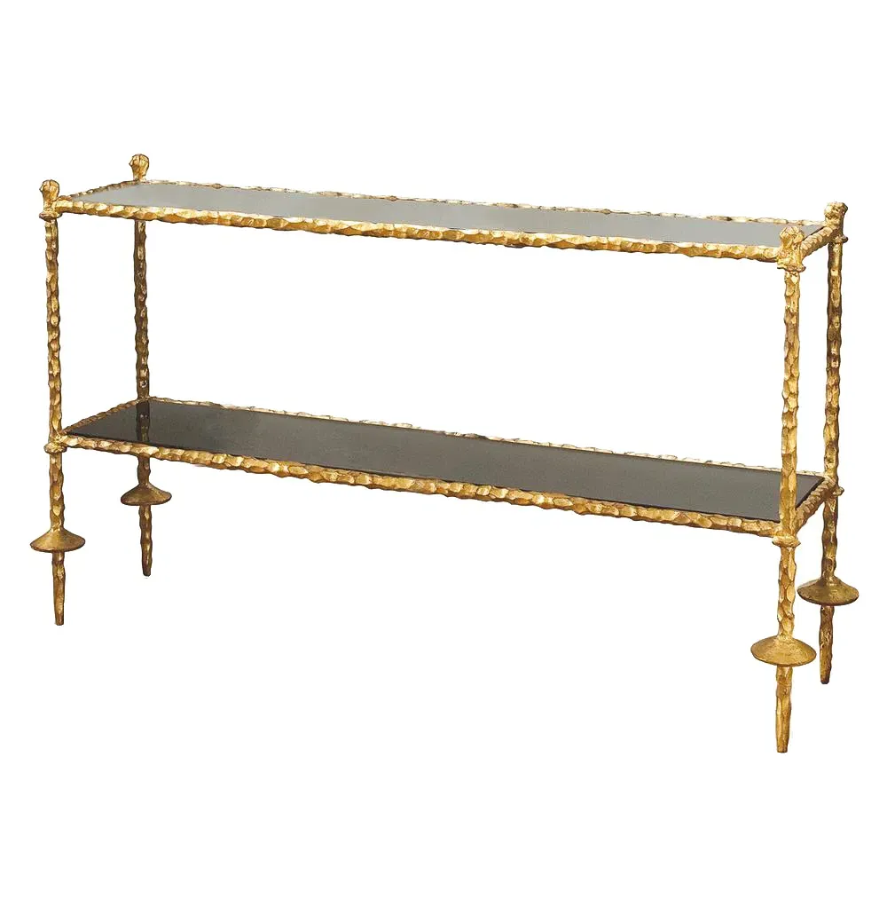 Sophie Chiseled Console Table - Gold, Black Marble image