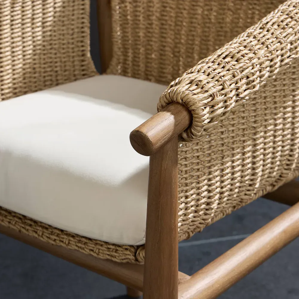 Sophie Outdoor Dining Arm Chair - White, Teak