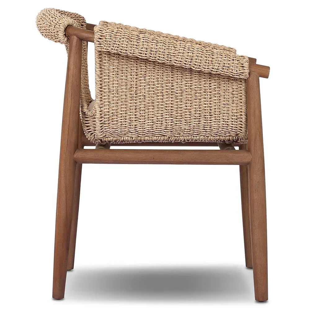 Sophie Outdoor Dining Arm Chair - White, Teak