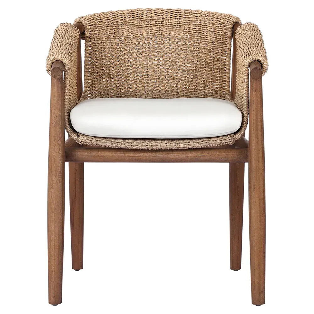 Sophie Outdoor Dining Arm Chair - White, Teak image