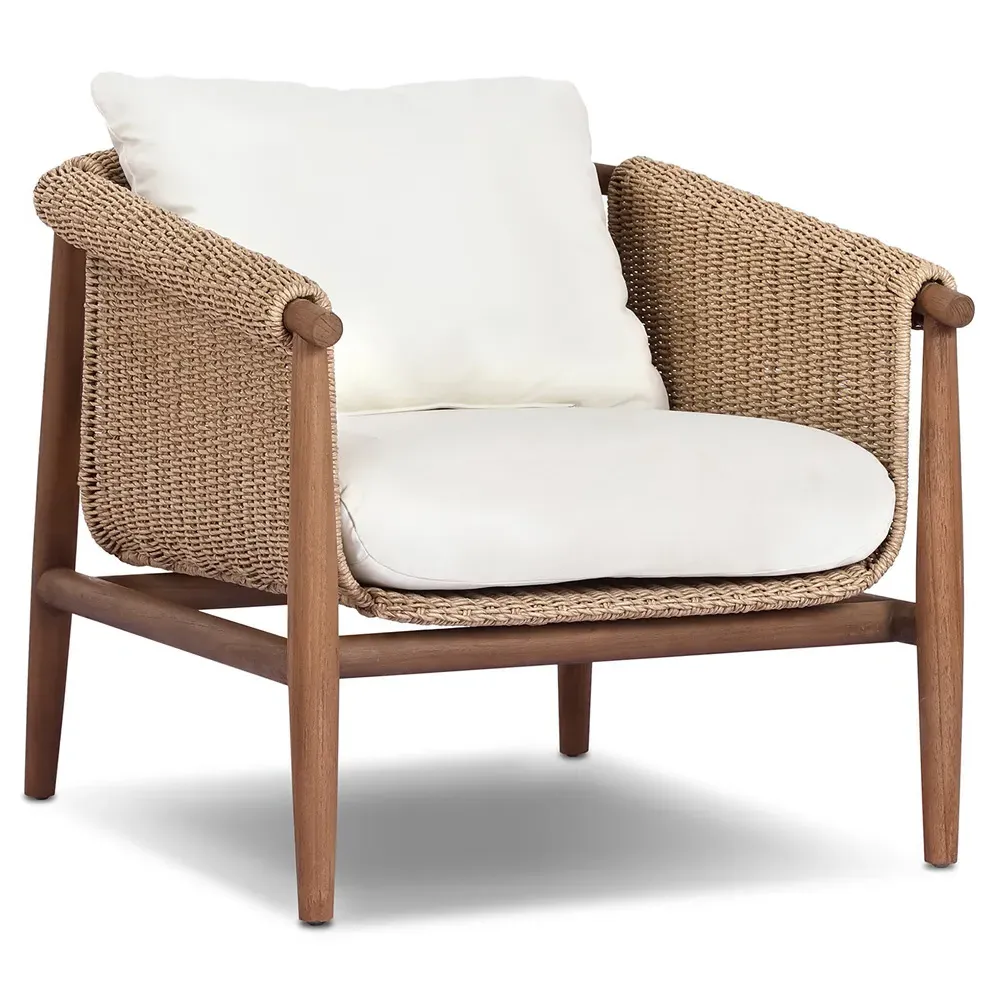 Sophie Outdoor Lounge Chair - White, Teak