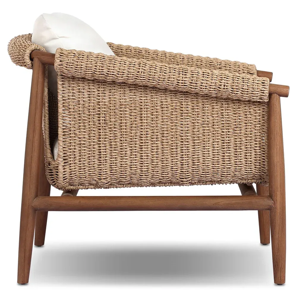 Sophie Outdoor Lounge Chair - White, Teak
