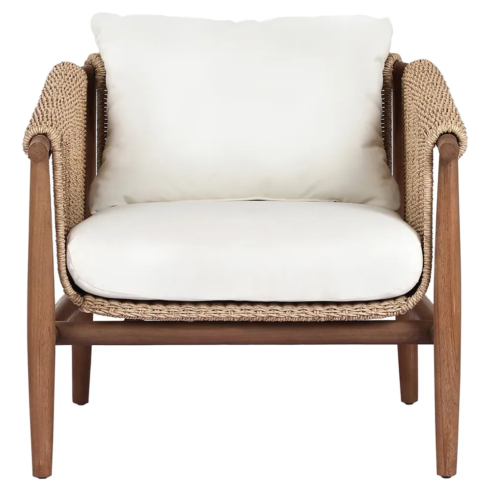 Sophie Outdoor Lounge Chair - White, Teak