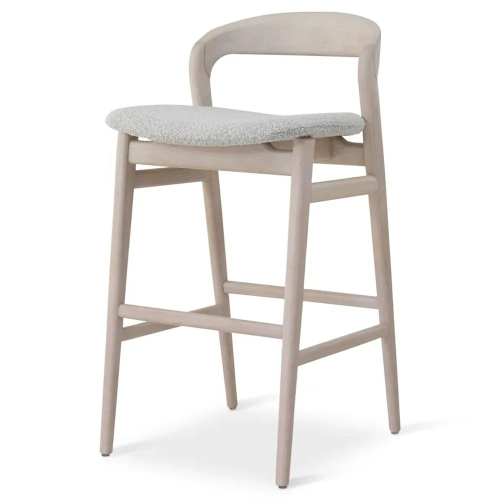 Sophie Upholstered Bar Stool - Cream, Boucle