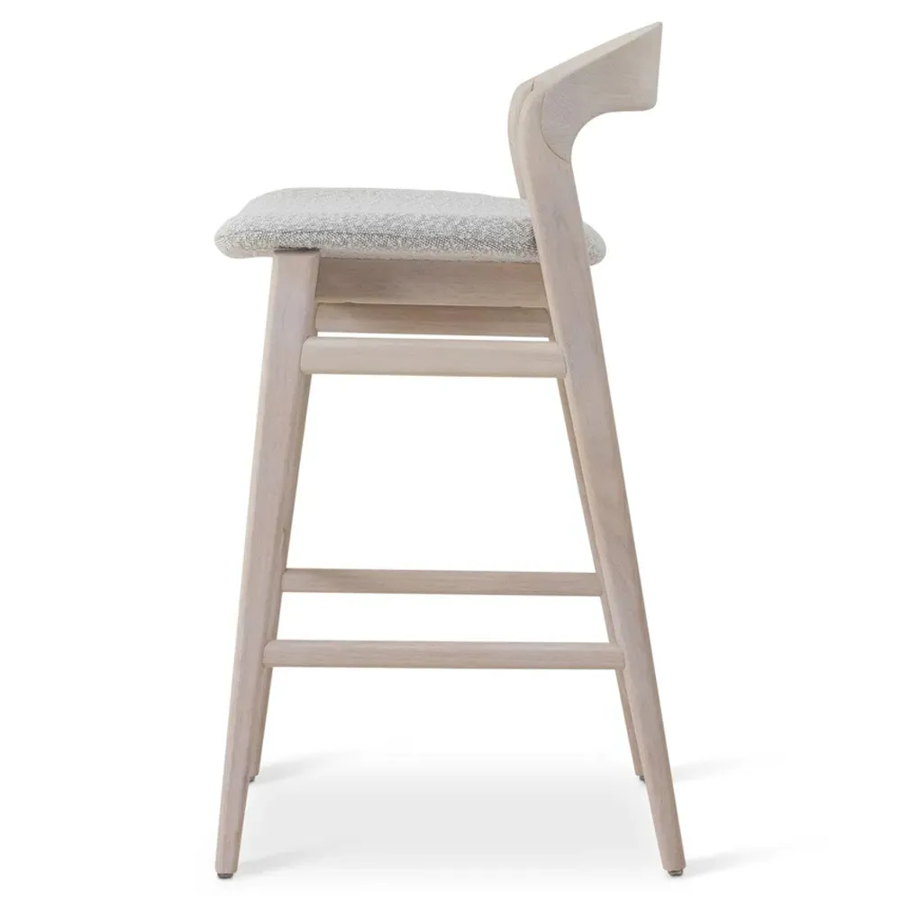 Sophie Upholstered Bar Stool - Cream, Boucle