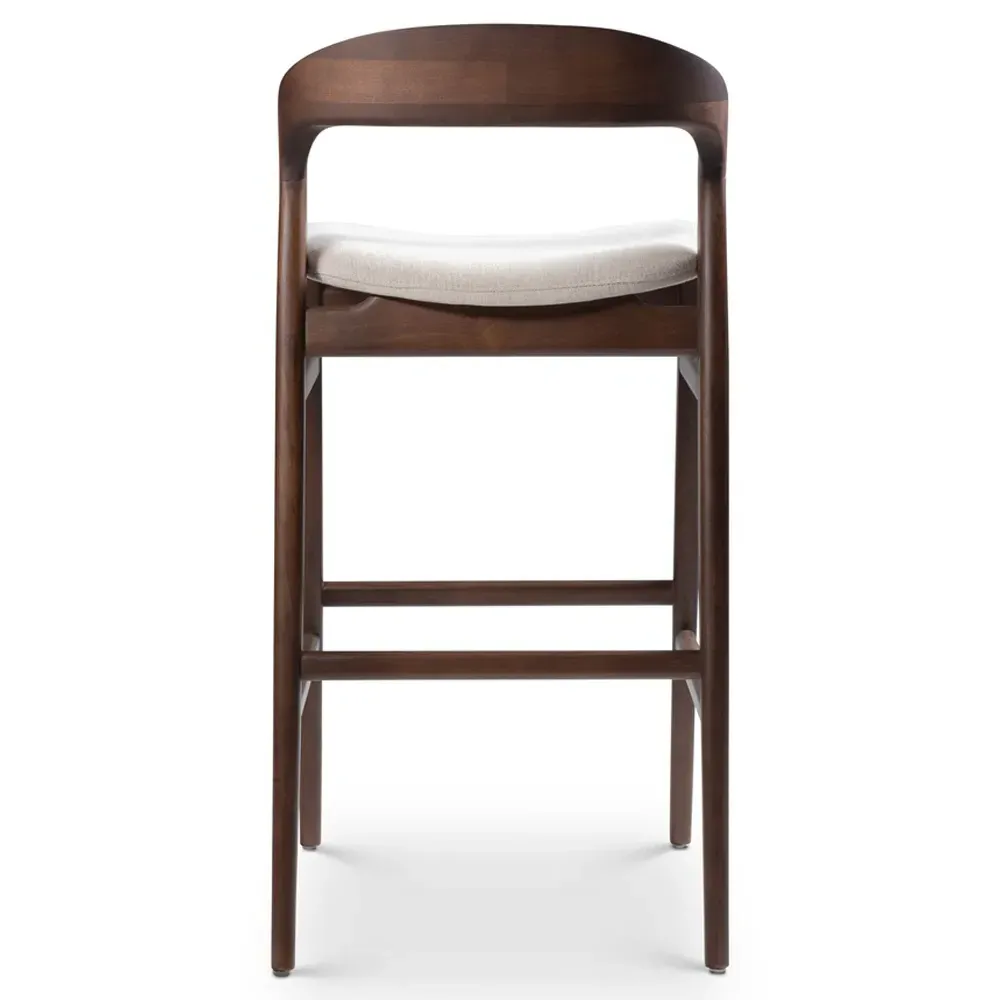 Sophie Upholstered Bar Stool - Off White, Dark Brown Wood