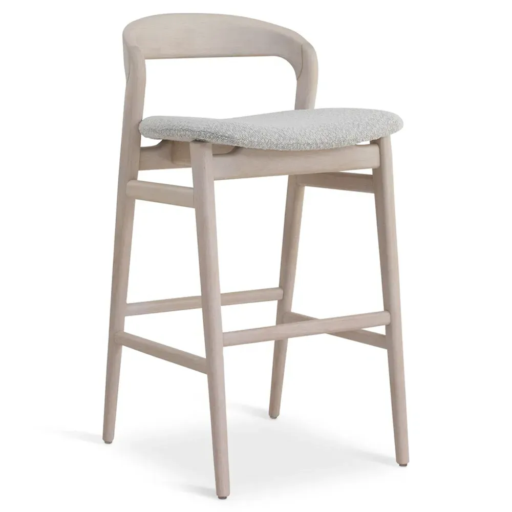 Sophie Upholstered Counter Stool - Cream, Boucle