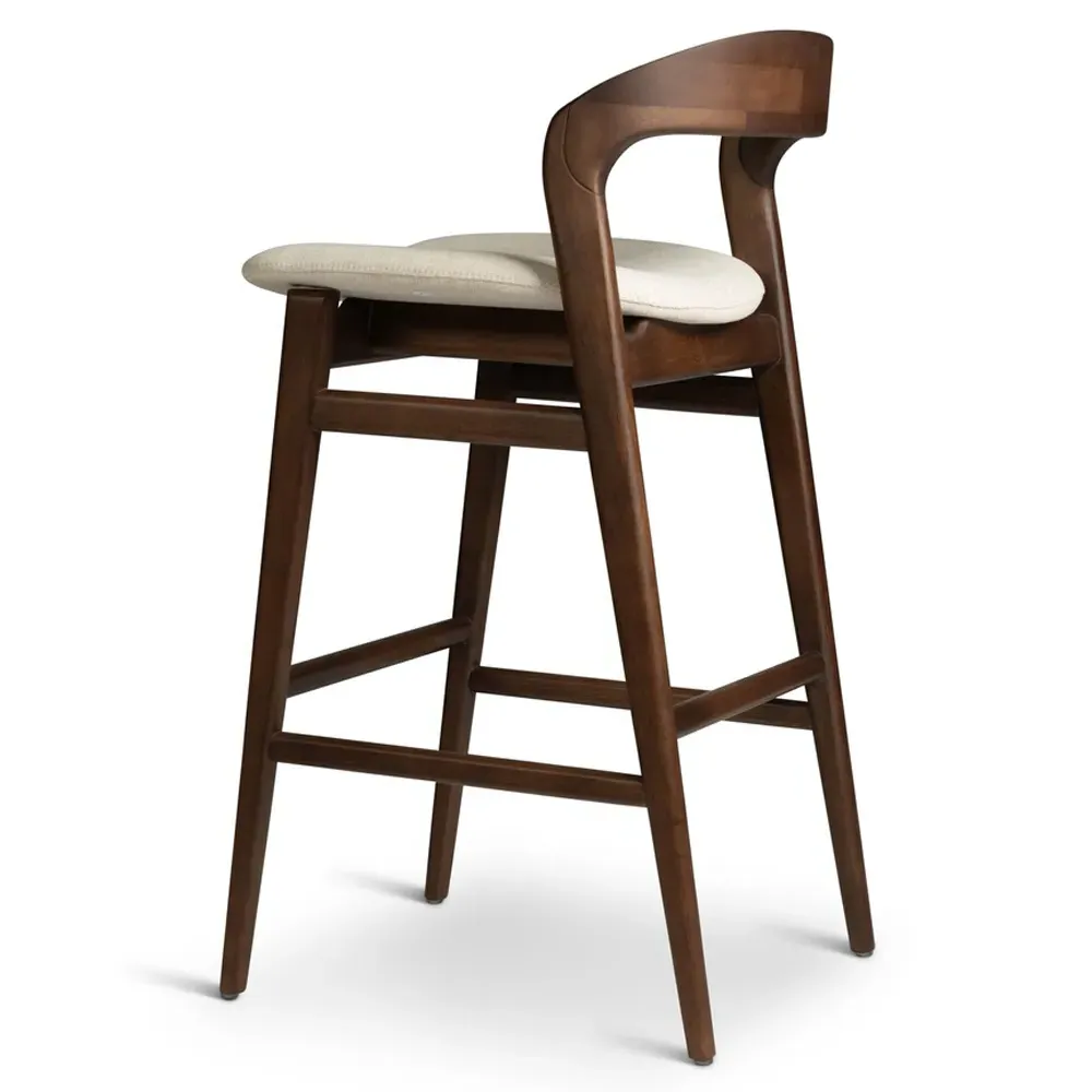 Sophie Upholstered Counter Stool - Off White, Dark Brown Wood