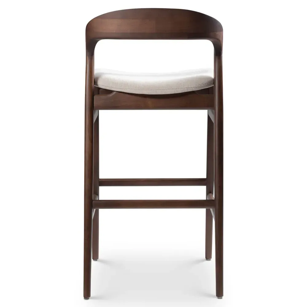 Sophie Upholstered Counter Stool - Off White, Dark Brown Wood