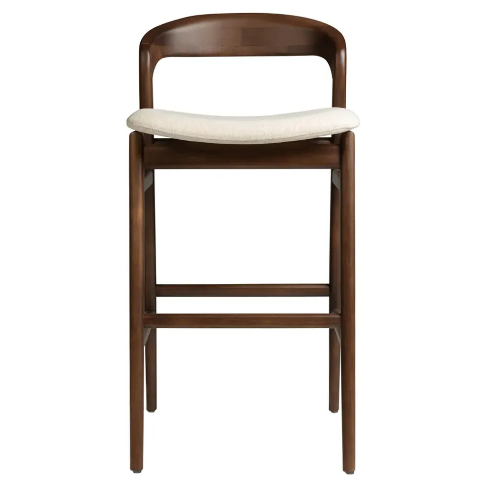 Sophie Upholstered Counter Stool - Off White, Dark Brown Wood