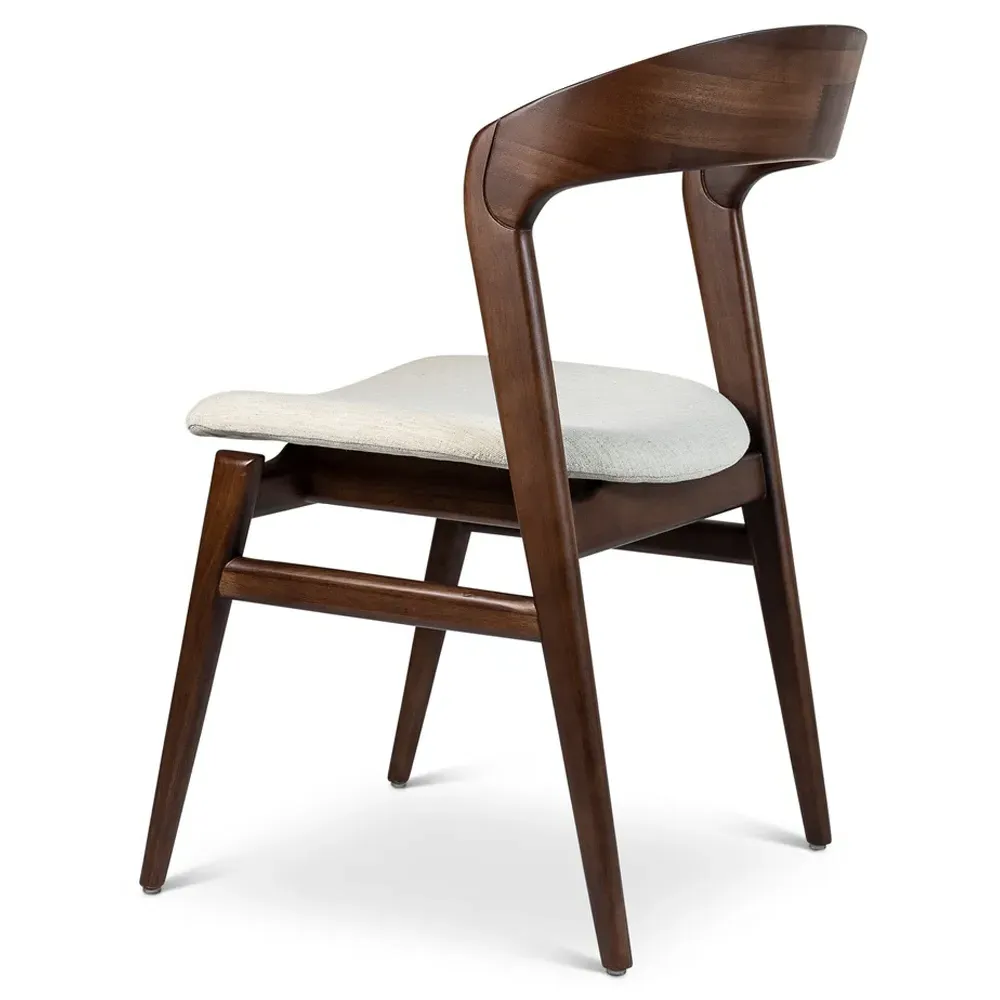 Sophie Upholstered Dining Side Chair - Off White, Dark Brown Wood