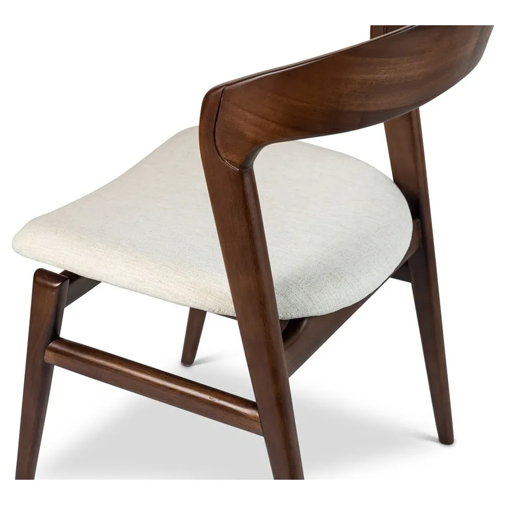 Sophie Upholstered Dining Side Chair - Off White, Dark Brown Wood