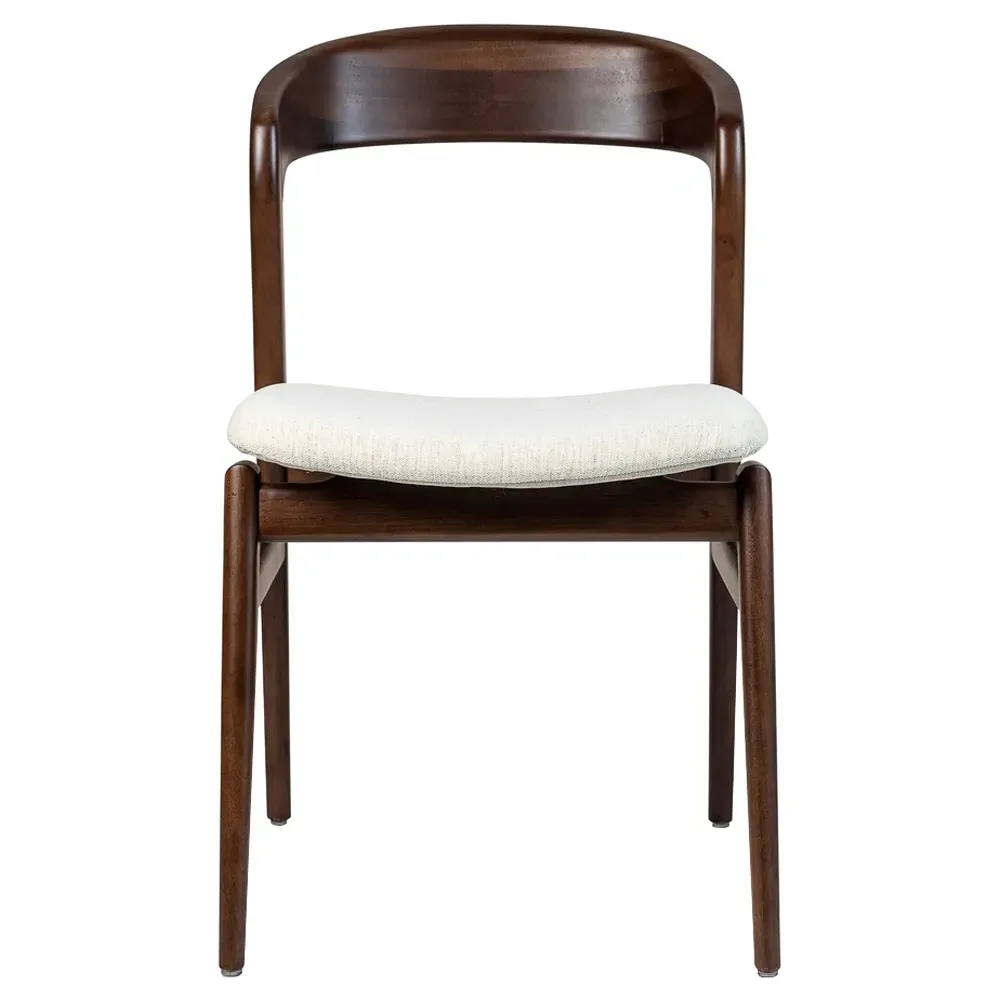 Sophie Upholstered Dining Side Chair - Off White, Dark Brown Wood image