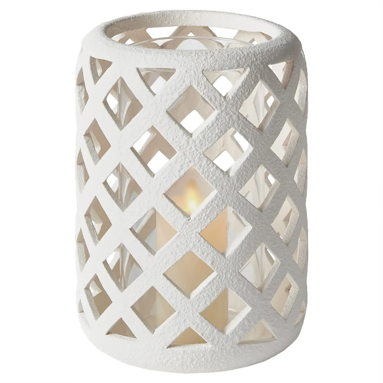 Sorelle Large Hurricane Candleholder - White, Terracotta