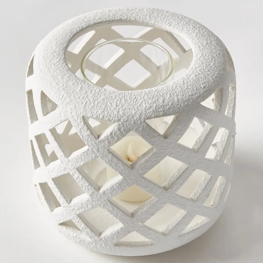 Sorelle Small Hurricane Candleholder - White, Terracotta