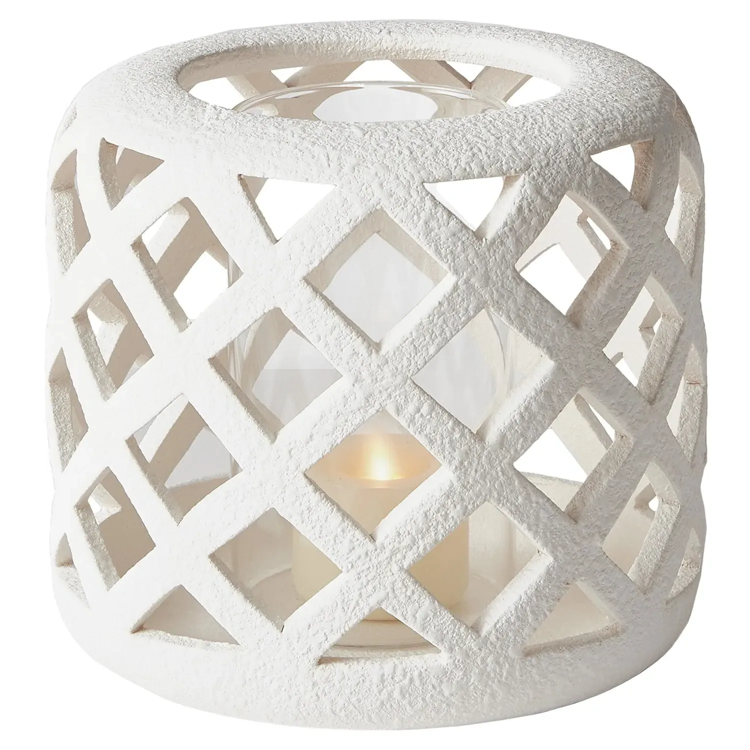 Sorelle Small Hurricane Candleholder - White, Terracotta image