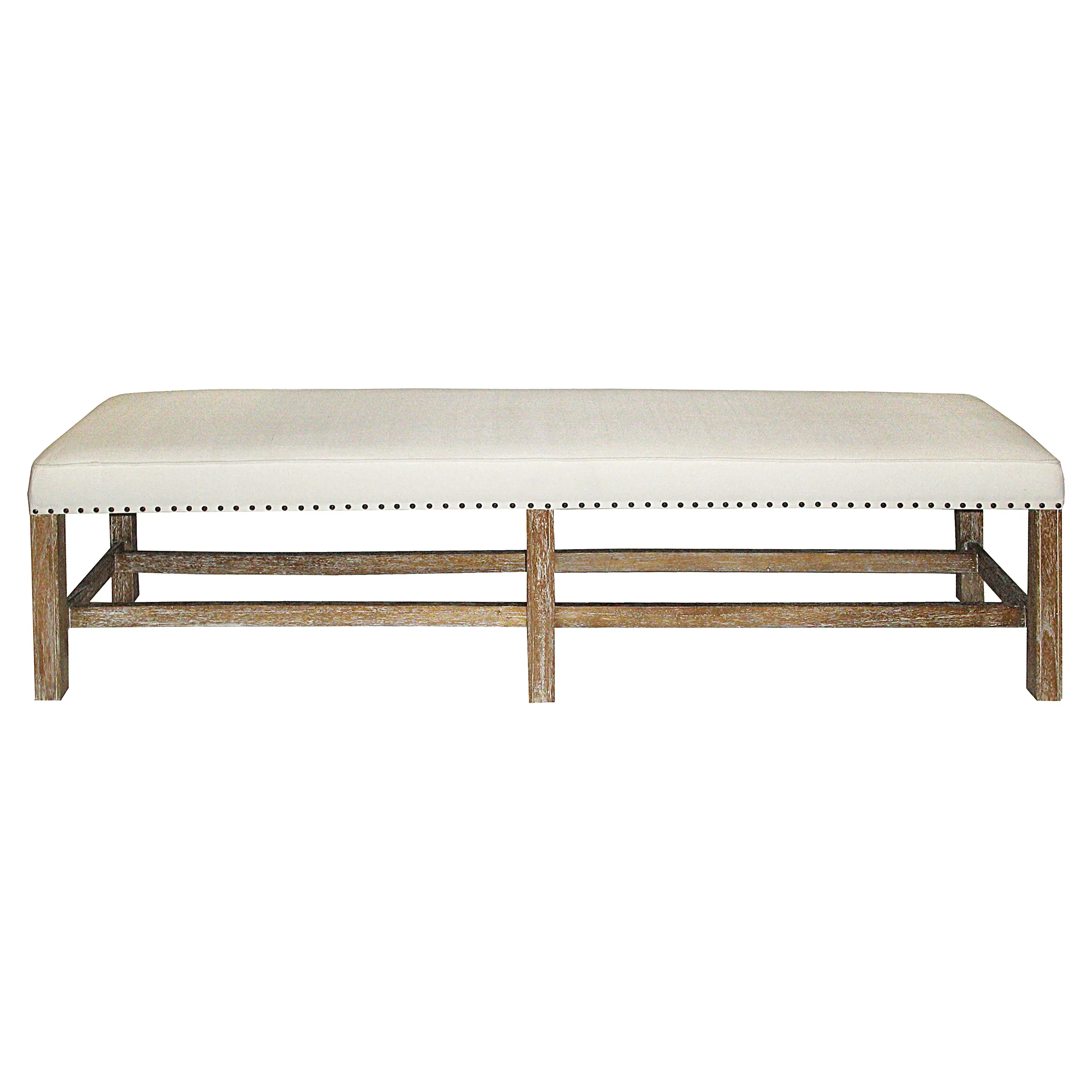 Sorin Bench with Nailhead Trim - White, Mindi Wood image