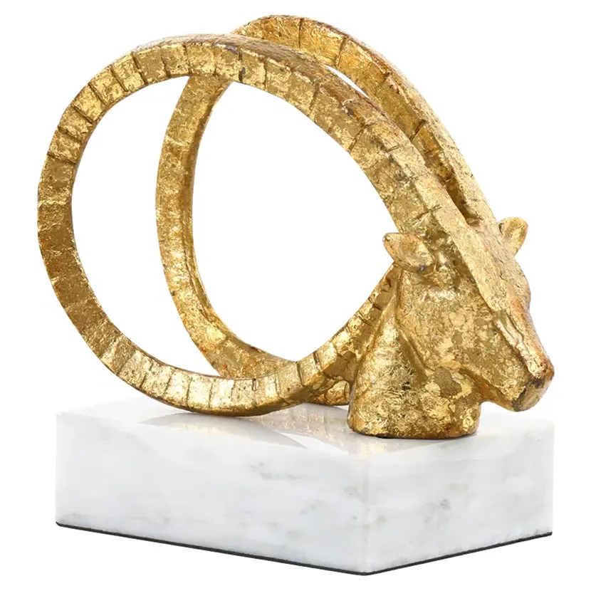 Spiral Horn Marble Sculpture - Gold Leaf image
