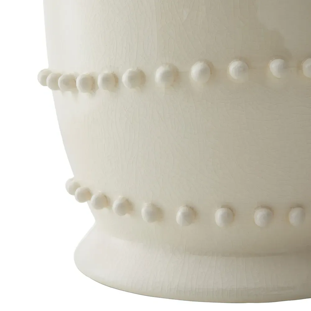 Spitzy Beaded Crackled Ceramic Table Lamp - White