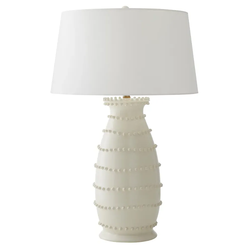 Spitzy Beaded Crackled Ceramic Table Lamp - White image