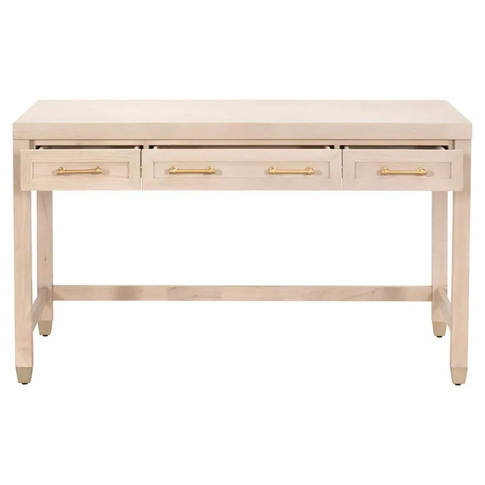 Stacy 3 Drawer Desk - Light Brown, Oak Wood