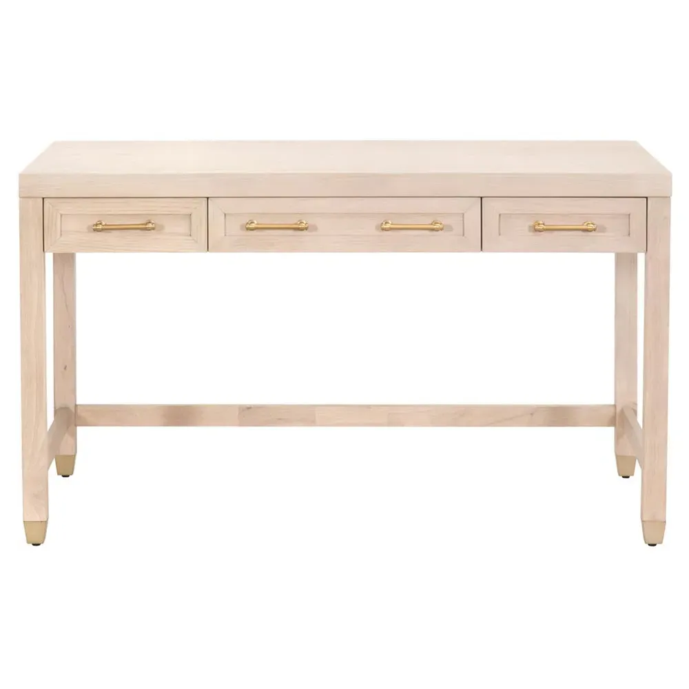 Stacy 3 Drawer Desk - Light Brown, Oak Wood image