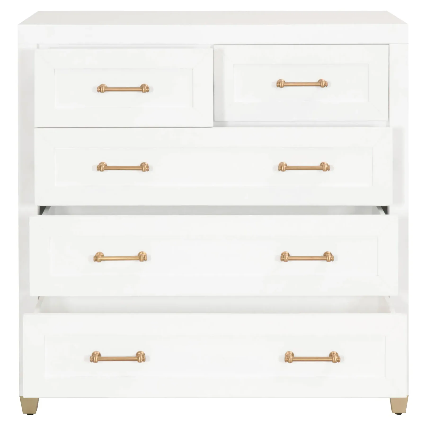 Stacy 5 Drawer Dresser - White, Rubberwood