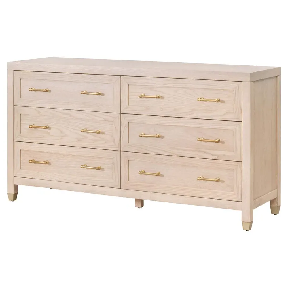 Stacy 6 Drawer Double Dresser - Light Brown, Oak
