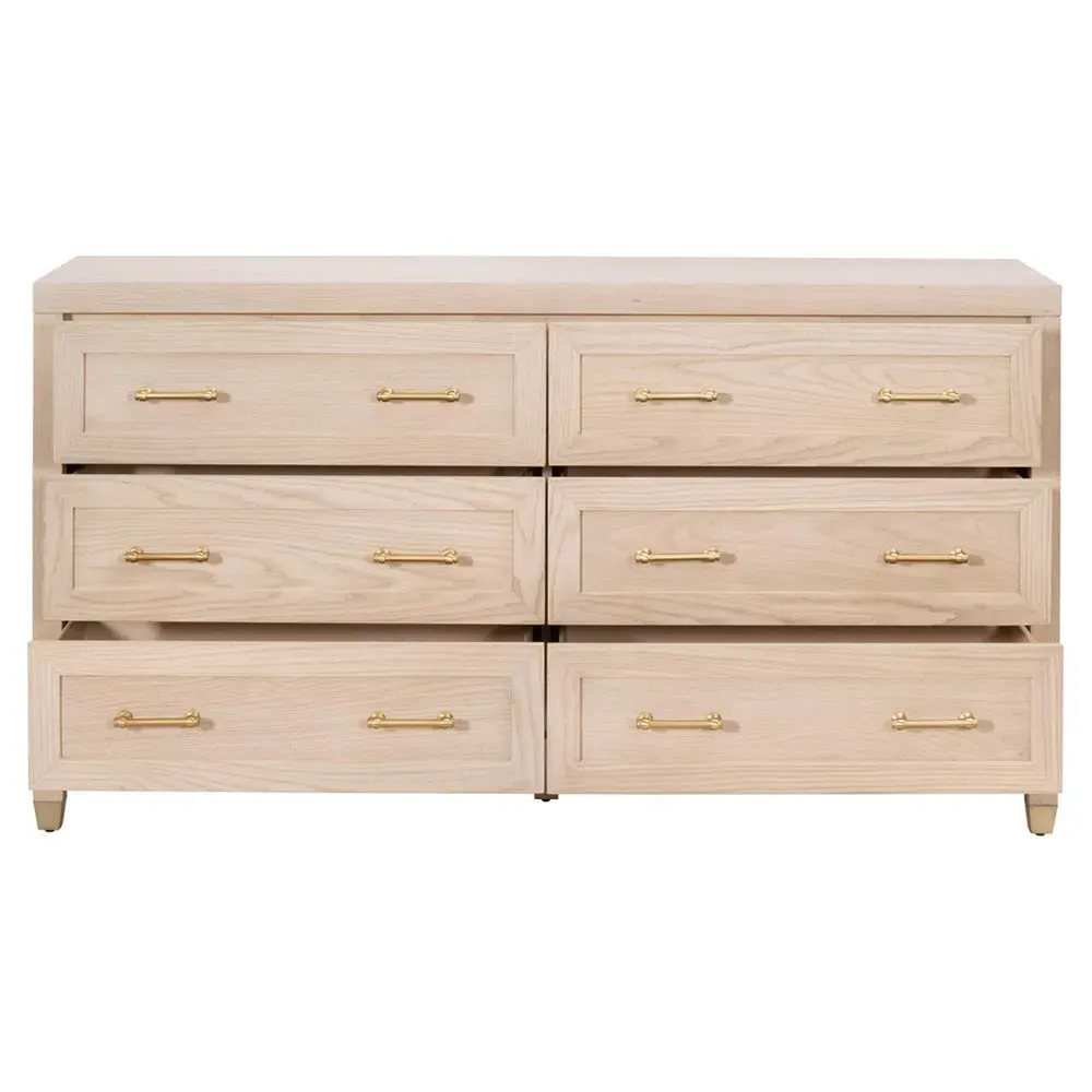 Stacy 6 Drawer Double Dresser - Light Brown, Oak