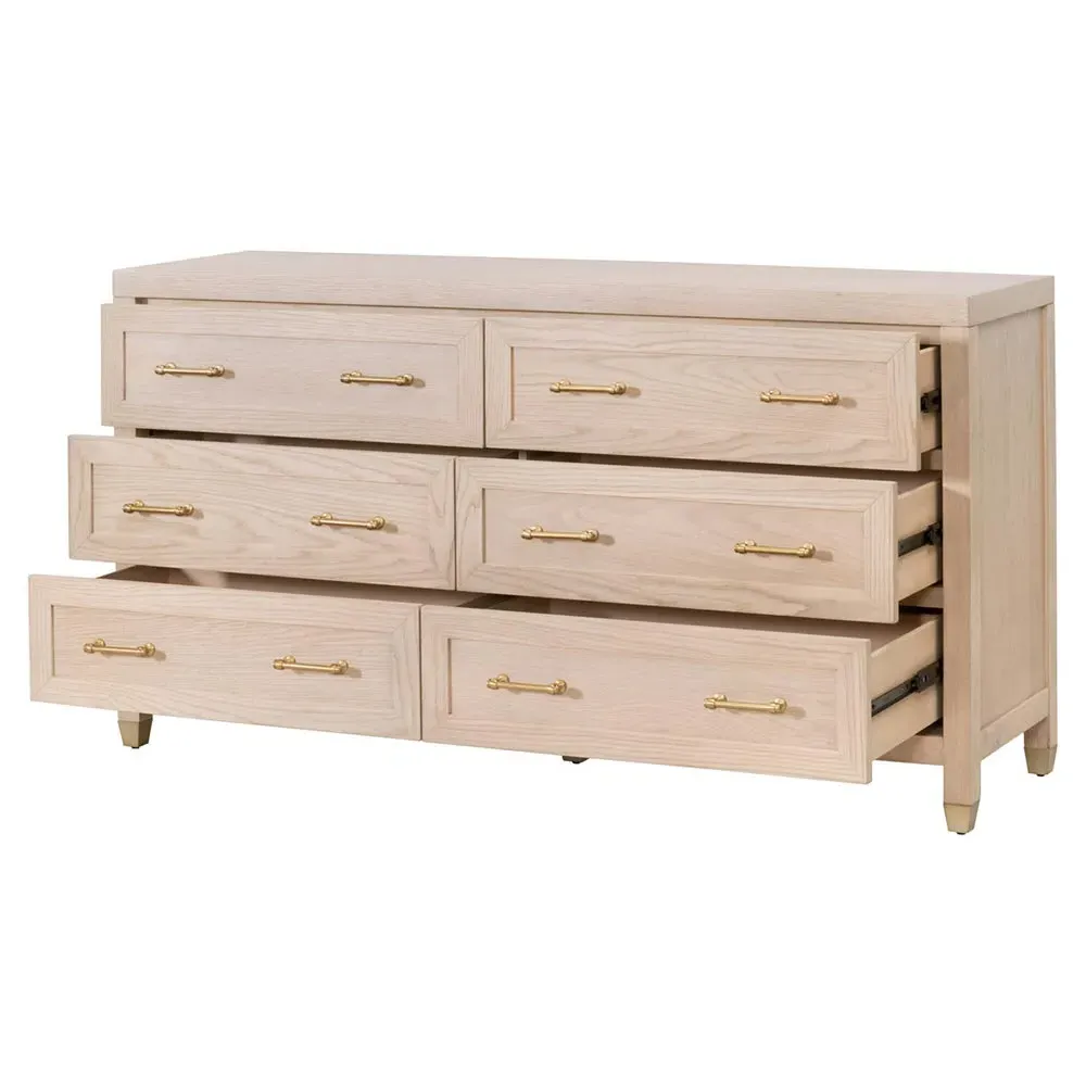 Stacy 6 Drawer Double Dresser - Light Brown, Oak