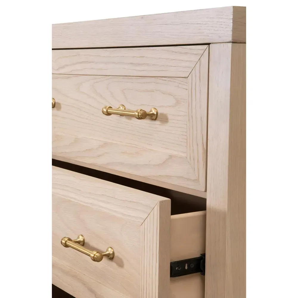 Stacy 6 Drawer Double Dresser - Light Brown, Oak