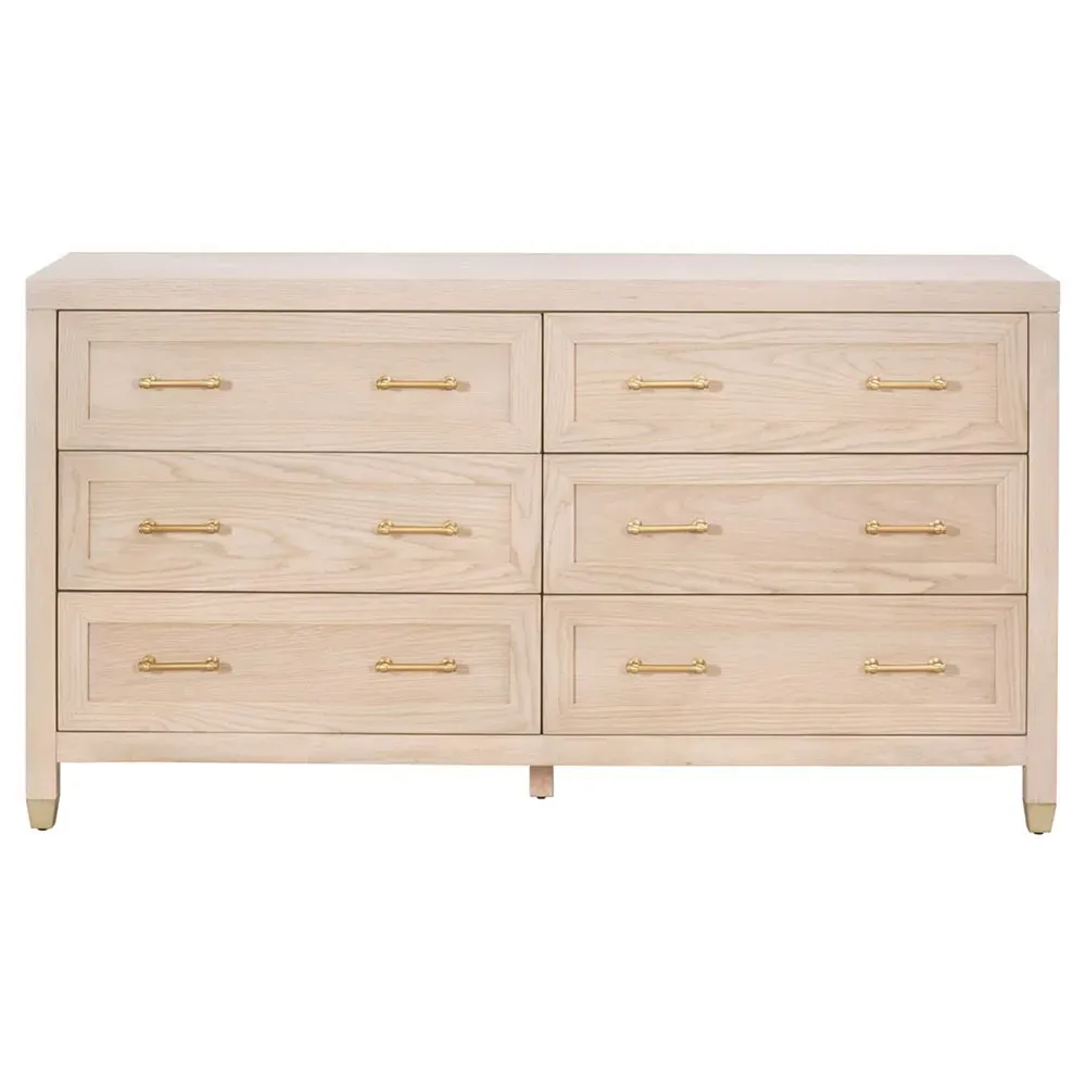 Stacy 6 Drawer Double Dresser - Light Brown, Oak