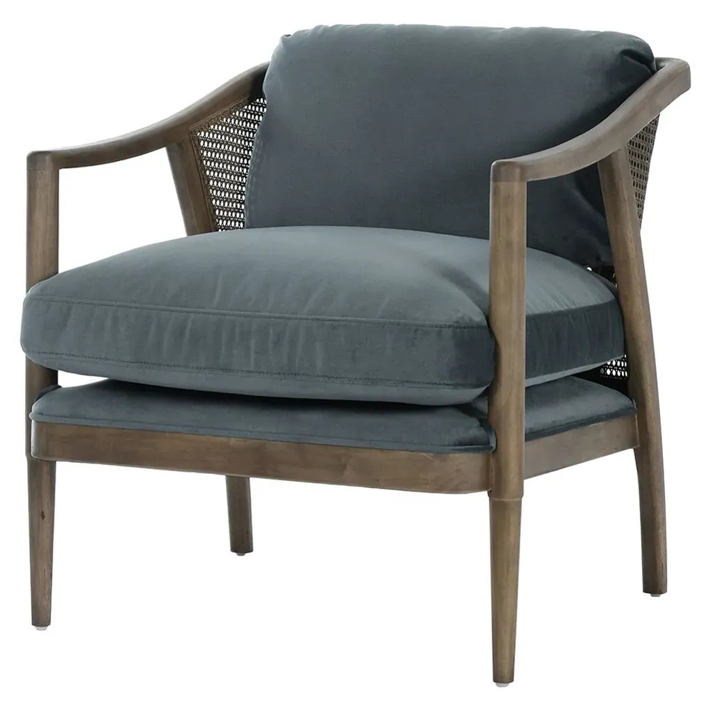 Stami Accent Chair - Grey, Rubber Wood