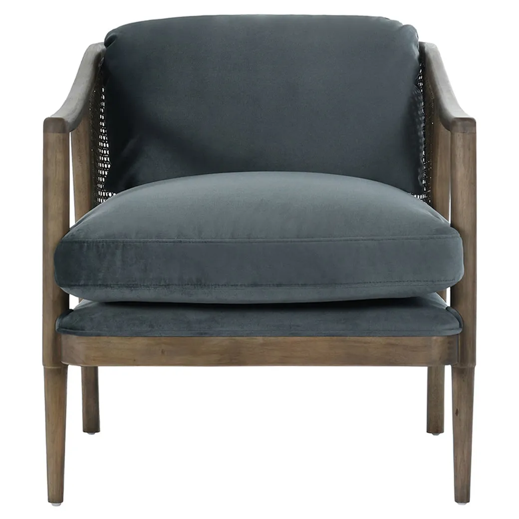 Stami Accent Chair - Grey, Rubber Wood