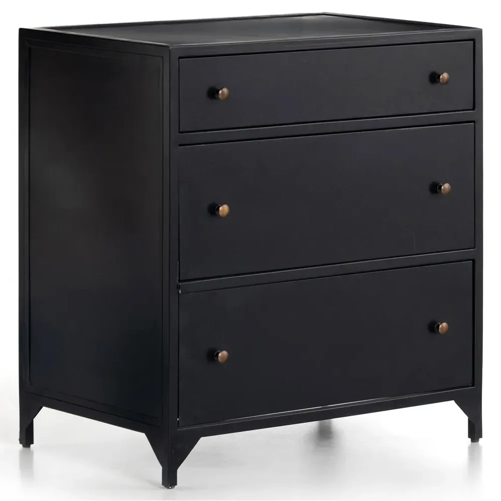 Stancil Industrial Loft 3 Drawer Nightstand - Black, Iron