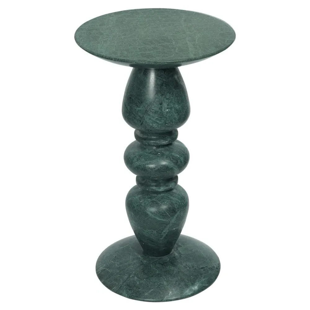 Stanley Round Pedestal Accent Table - Green, Marble