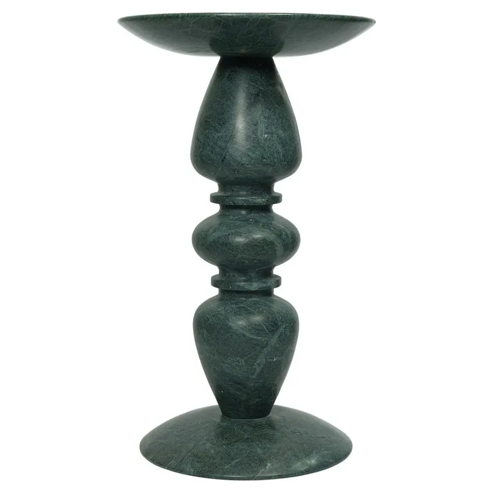Stanley Round Pedestal Accent Table - Green, Marble