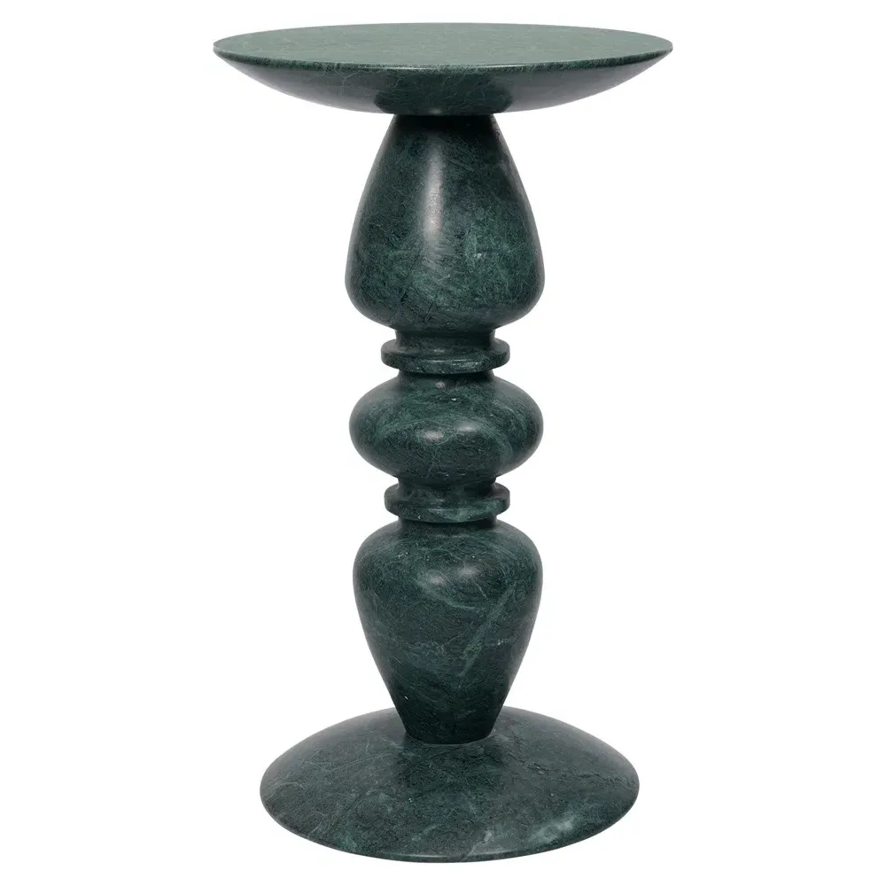 Stanley Round Pedestal Accent Table - Green, Marble image